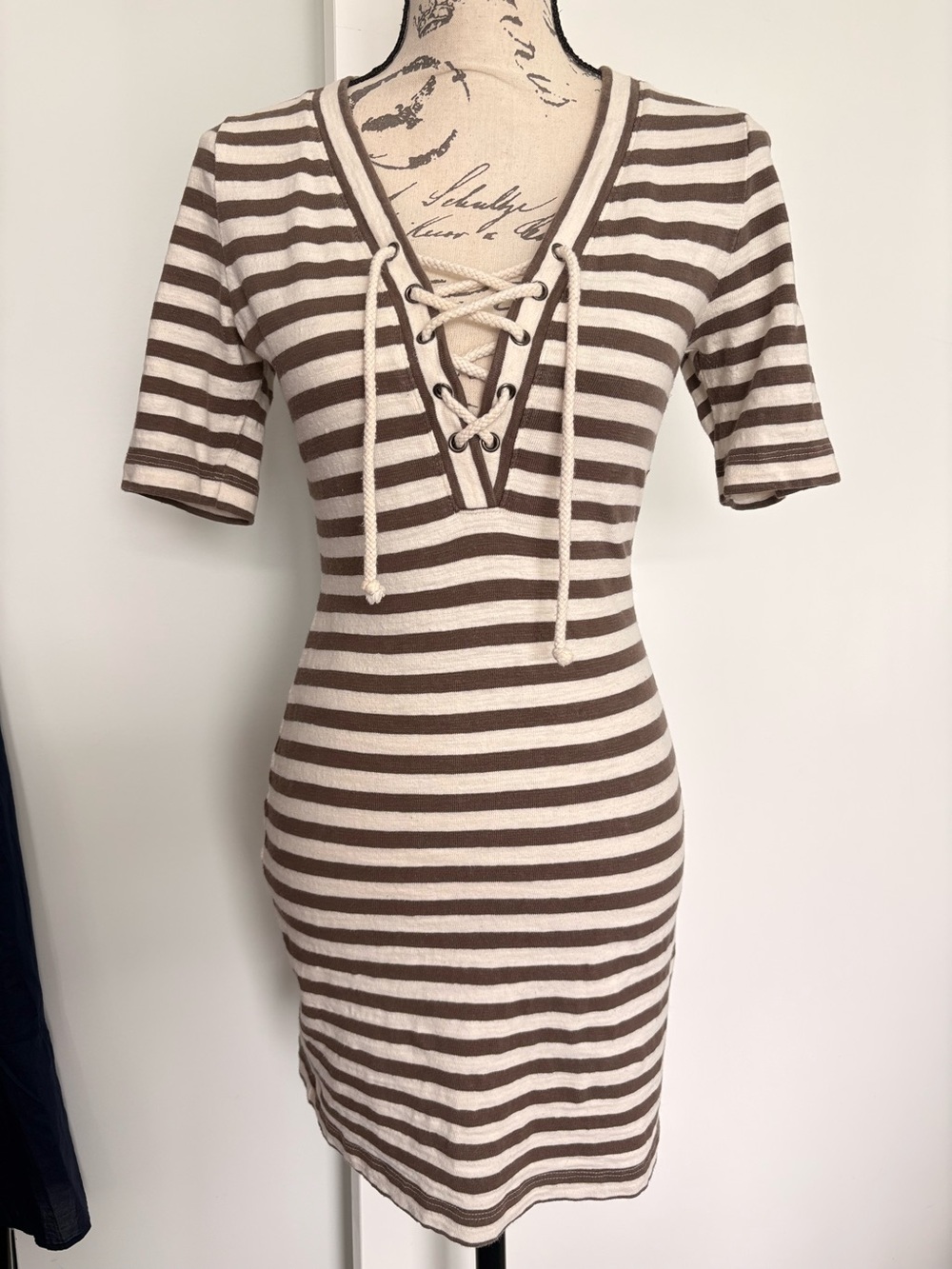 L’agence Striped Cotton Tee Shirt Dress